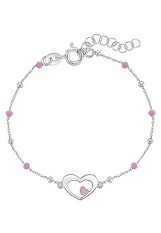 tiny adjustable pink enamel heart charm baby bracelet